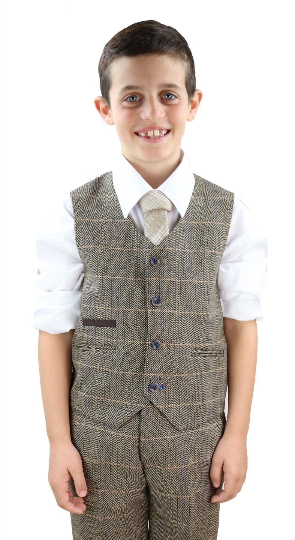 Boys Tan-Brown Tweed 3 Piece Suit - Peaky Blinders Suit Albert: Buy ...
