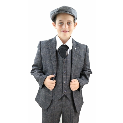 Kids Boys 3 Piece Suit Navy Smart Formal Jacket Waistcoat Trouser Pageboy Outfit 