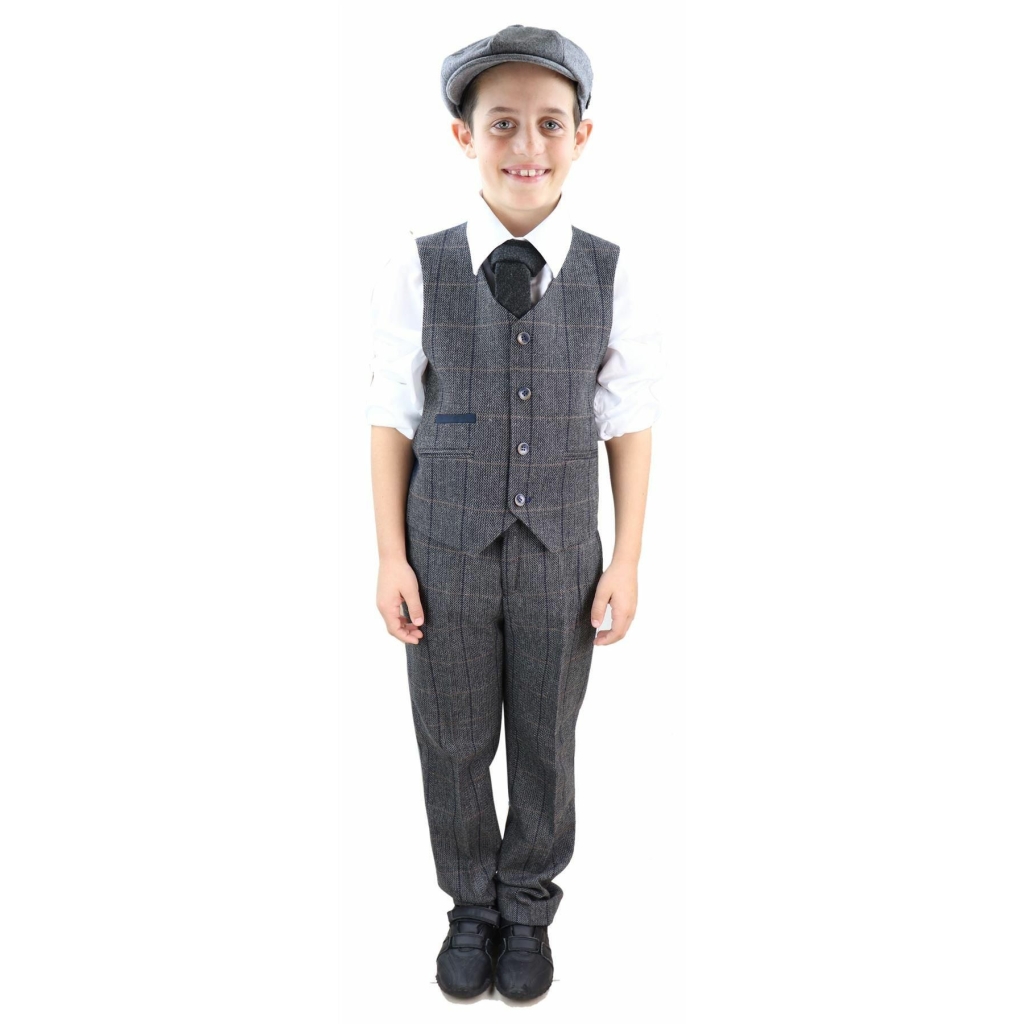 Boys Grey Tweed 3 Piece Peaky Blinders Suit Albert - Wedding Suit: Buy ...