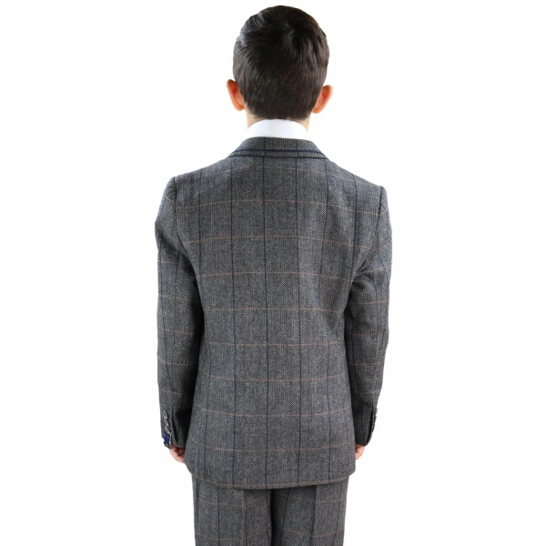 Boys Grey Tweed 3 Piece Peaky Blinders Suit Albert - Wedding Suit