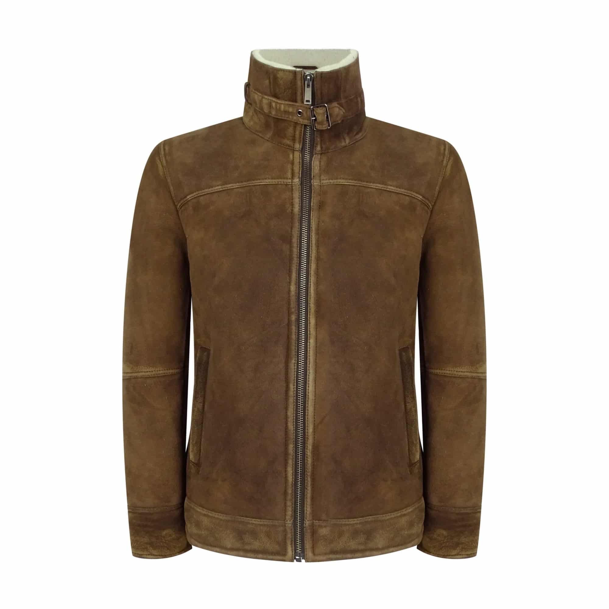Men's Tan-Brown Shearling Sheepskin Jacket: Buy Online - Happy Gentleman