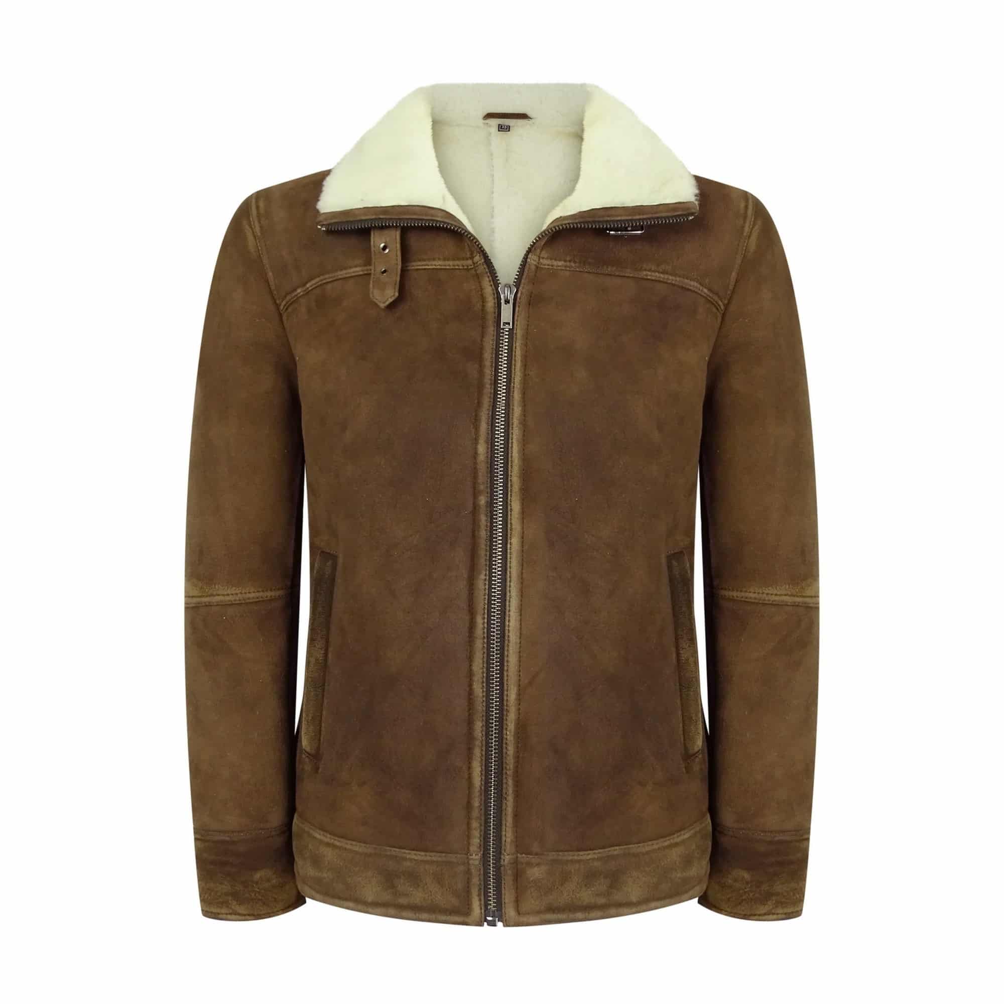 Men's Tan-Brown Shearling Sheepskin Jacket: Buy Online - Happy Gentleman
