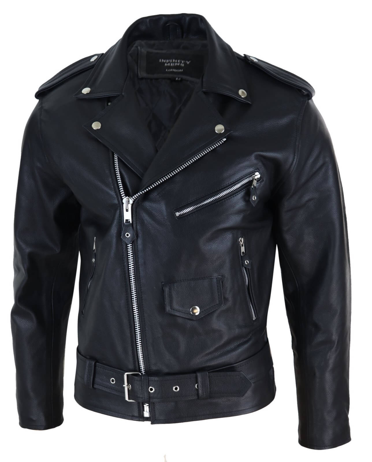 Real Leather Mens Fringed Brando Black Jacket | Happy Gentleman