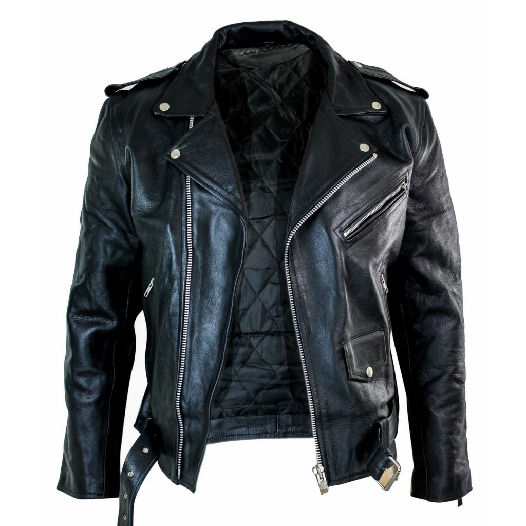 Real Leather Brando Hide Mens Cow Hide Original Cross Zip Brando Biker ...