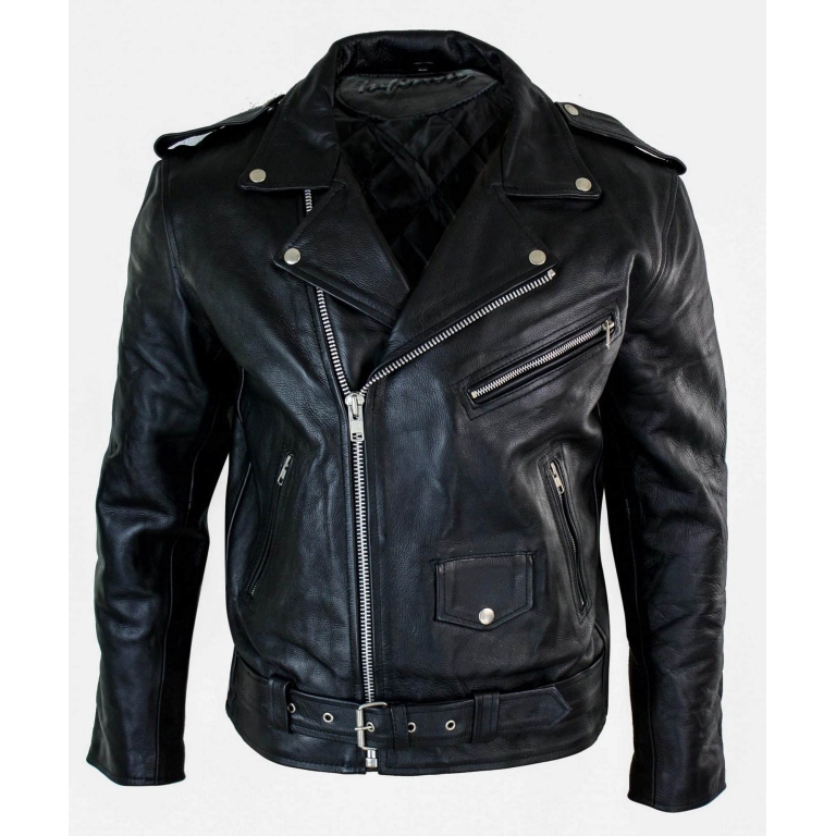 Real Leather Brando Hide Mens Cow Hide Original Cross Zip Brando Biker ...