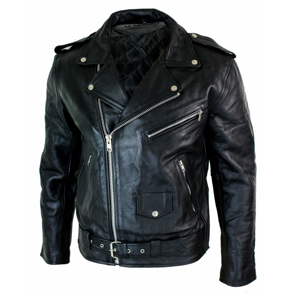 Real Leather Brando Hide Mens Cow Hide Original Cross Zip Brando Biker ...