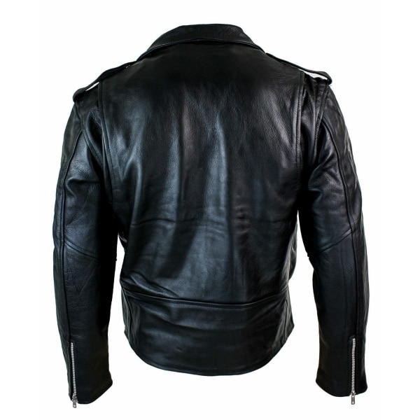 Real Leather Brando Hide Mens Cow Hide Original Cross Zip Brando Biker Motorcycle Men's Jacket