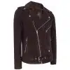 Real Leather Vintage Cross-Zip Brando Suede Men's Jacket-Brown