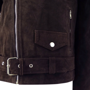 Real Leather Vintage Cross-Zip Brando Suede Men's Jacket-Brown: Buy ...
