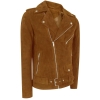 Real Leather Men's Vintage Cross-Zip Brando Suede Jacket - Camel