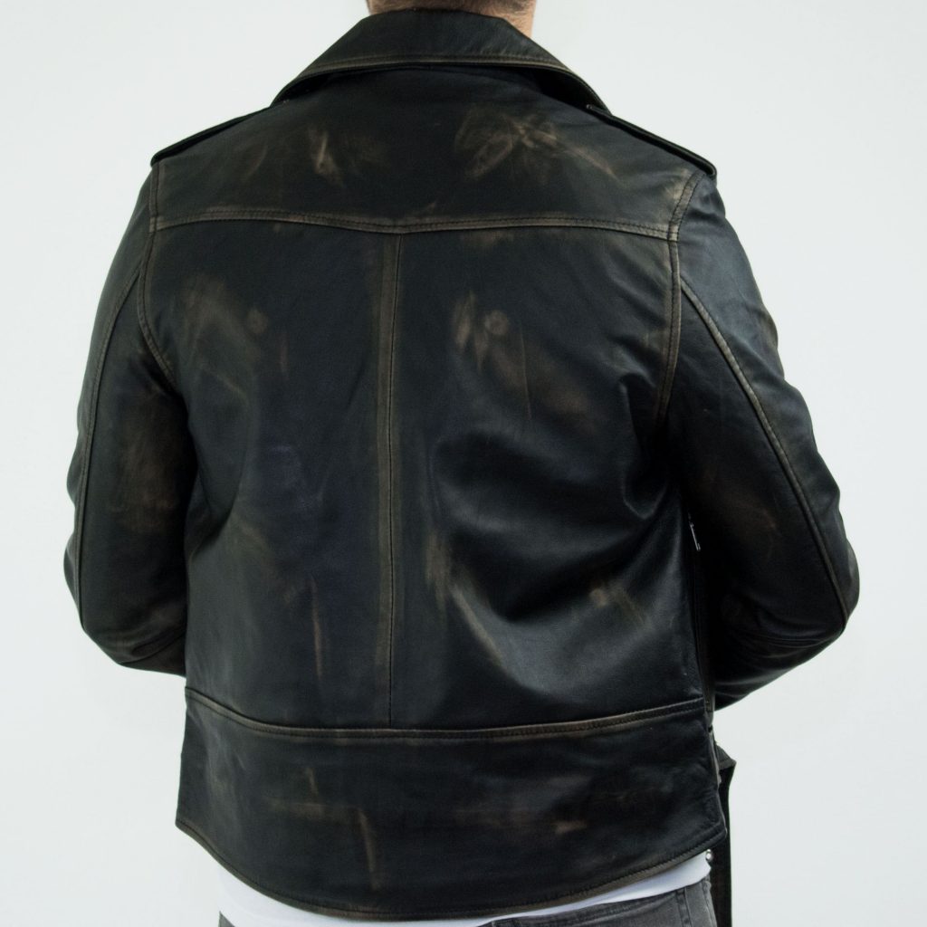 Real Leather Brando - Mens Cross-Zip Brando Real Leather Jacket-Black ...