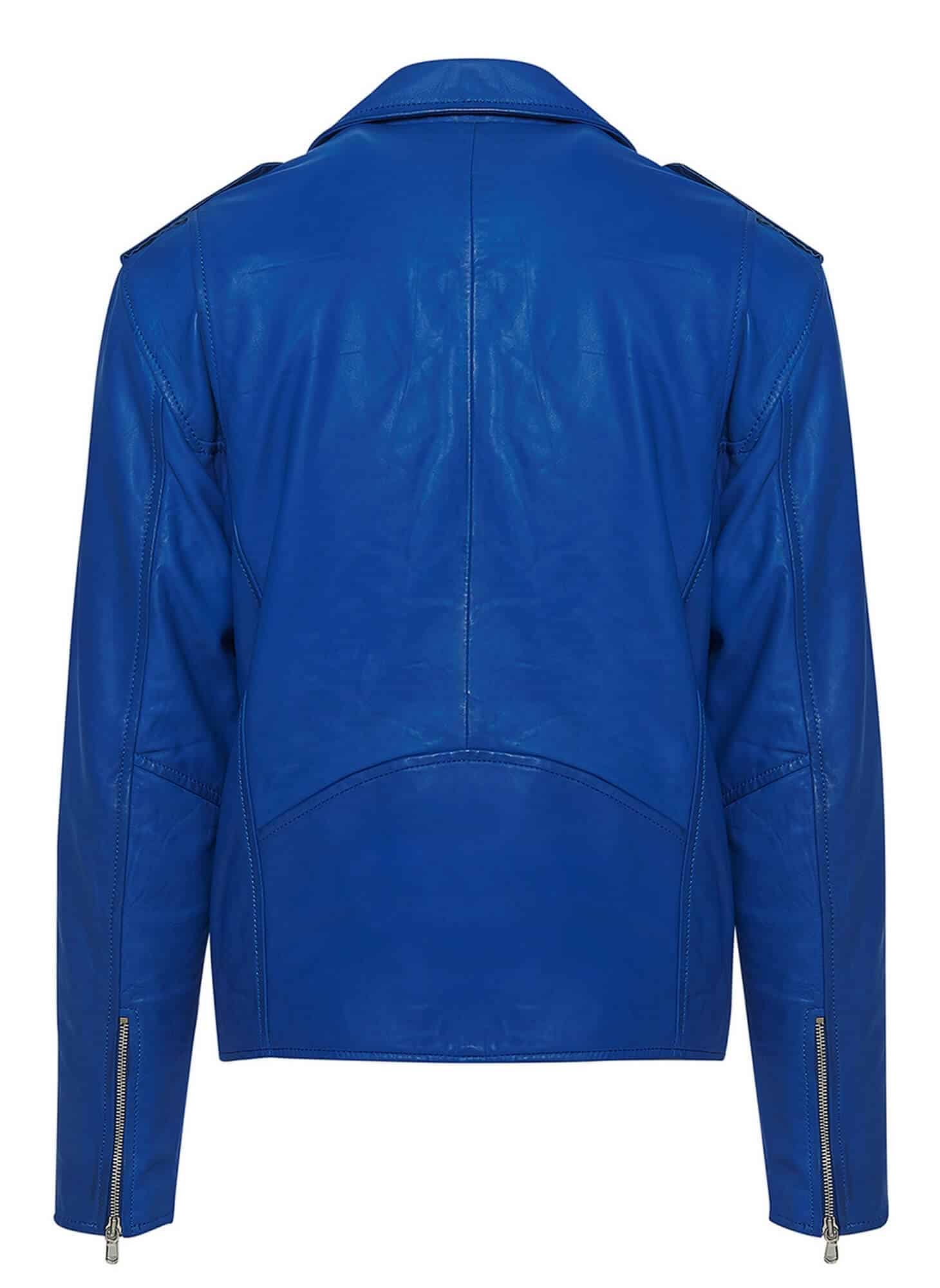 Real Leather Brando - Mens Cross-Zip Brando Jacket-Blue: Buy Online ...