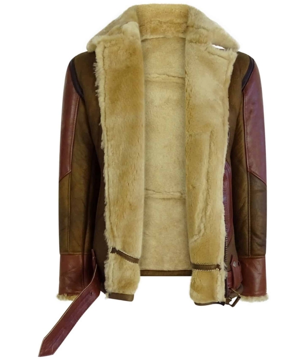 Men's Brown Ginger Sheepskin Leather Flying Jacket