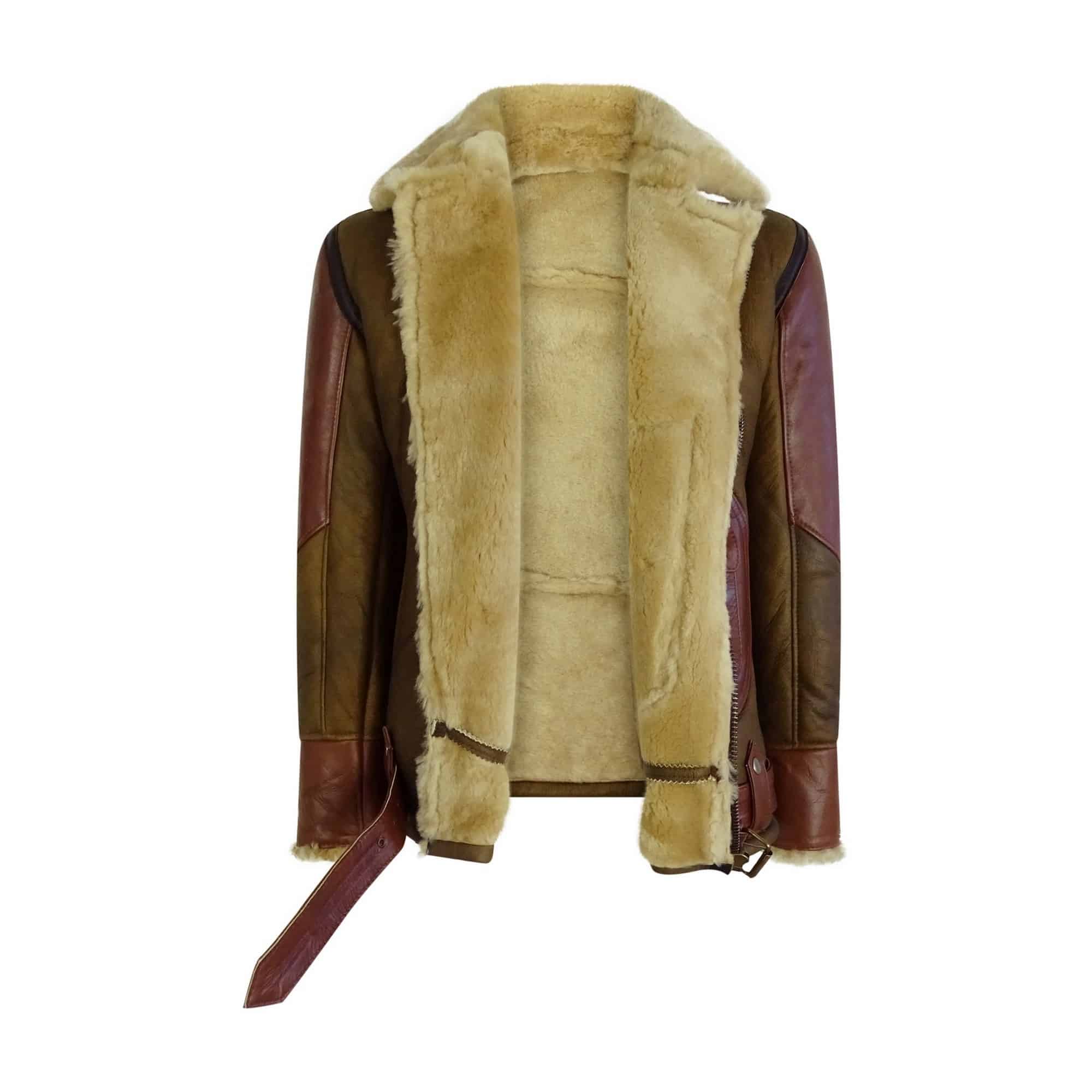 Men's Brown Ginger Sheepskin Leather Flying Jacket | Happy Gentleman