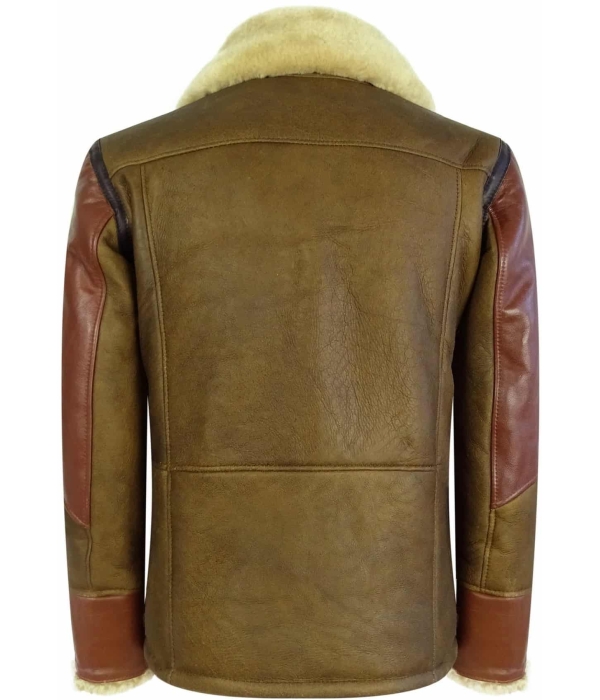 Men's Brown Ginger Sheepskin Leather Flying Jacket