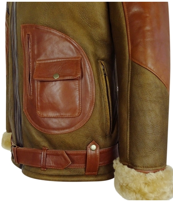 Men's Brown Ginger Sheepskin Leather Flying Jacket