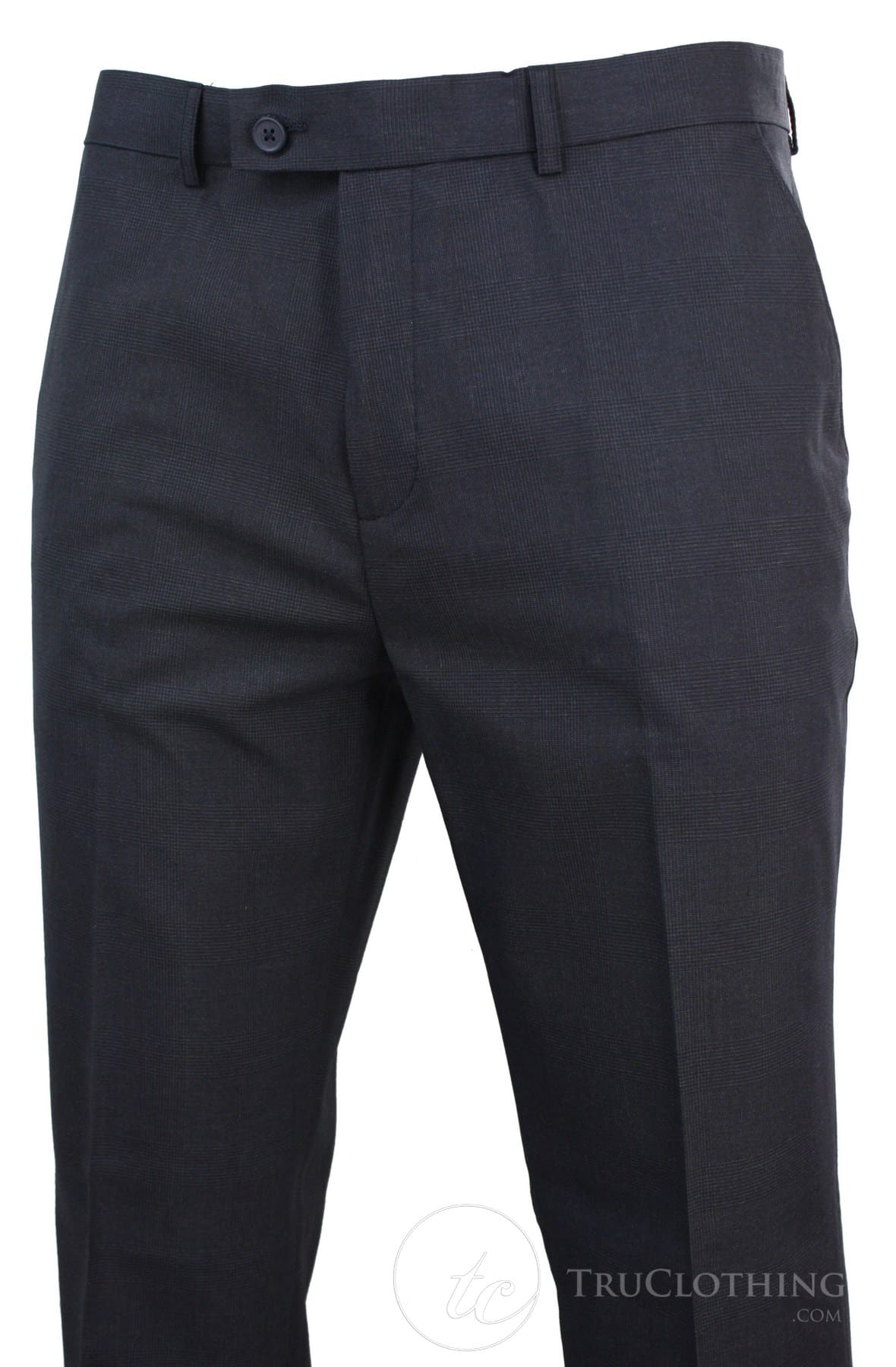 Mens Charcoal Grey Check Straight Leg Tailored Fit Trouser | Happy ...