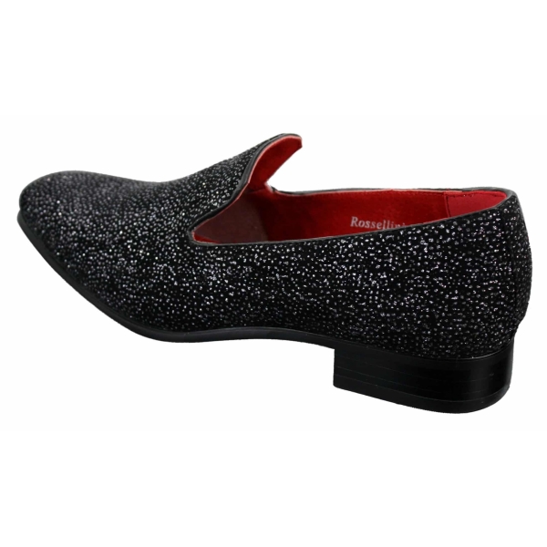 Mens Shiny Glitter Black White Party Smart Formal Slip On Loafers Leather Shoes