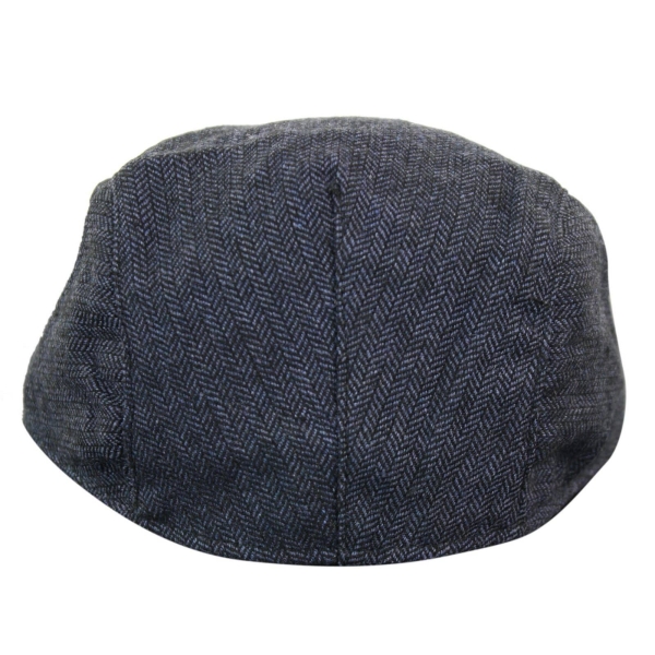 Cavani Martez Hat - Mens Grandad Hat Navy Blue Flat Cap Herringbone Vintage Retro Del Boy Classic Gatsby Peaky Blinders