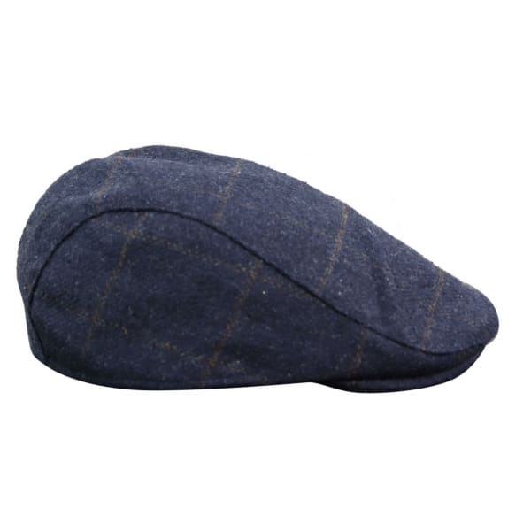 Cavani Kempson flache Kappe - Mens Tweed Wolle Check Grandad Hut Vintage - olivgrün/Marineblau