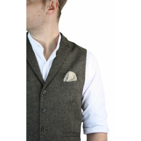 Cavani Martez - Men's Herringbone Tweed Waitcoat-Tan: Buy Online ...