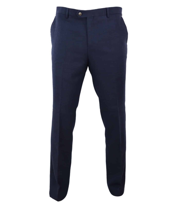 Mens Vintage Tweed Suit Trousers - Navy