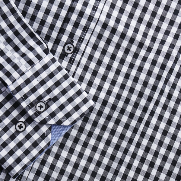 Cavani 603 - Men's Tailored Fit Checked Shirt - Black/Baby Blue