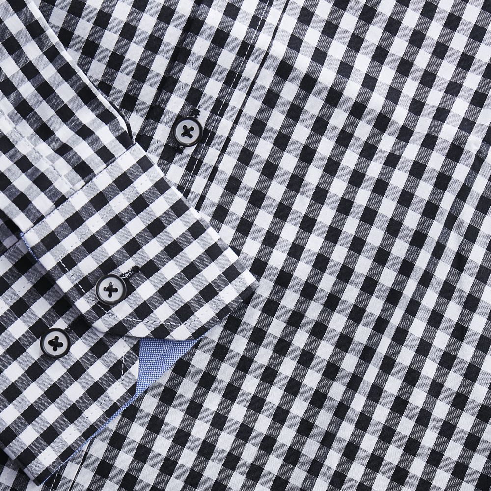 Cavani 603 - Men's Tailored Fit Checked Shirt - Black/Baby Blue: Buy ...