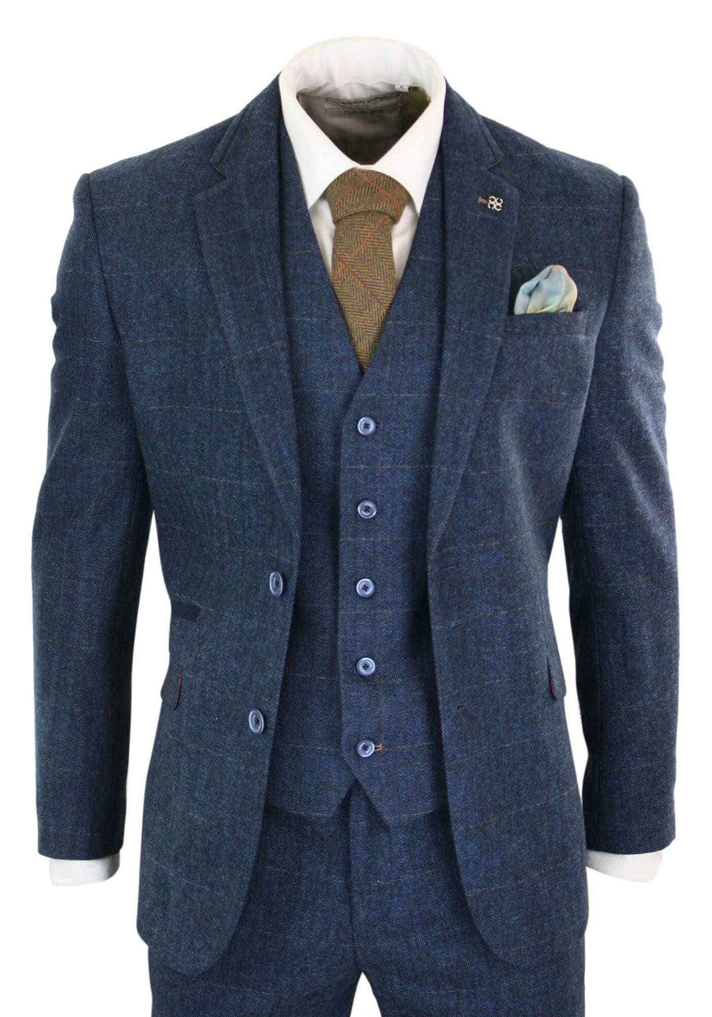Mens Blue Tweed Suit | estudioespositoymiguel.com.ar