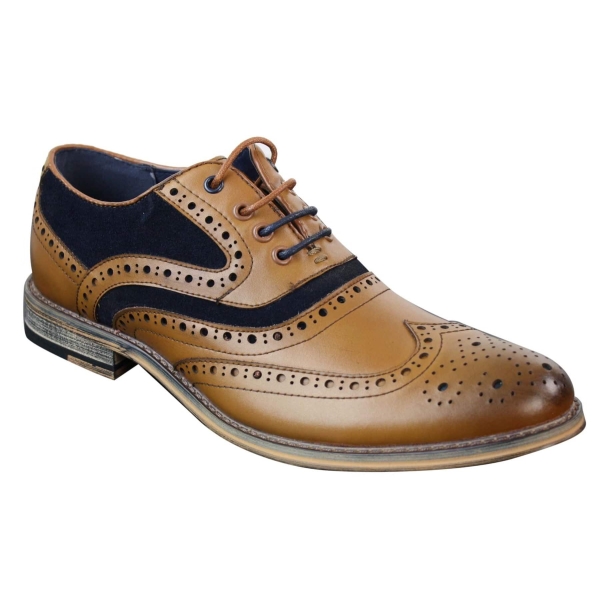 Mens Real Leather & Suede Laced Gatsby Brouges Smart Casual Designer Retro Shoes