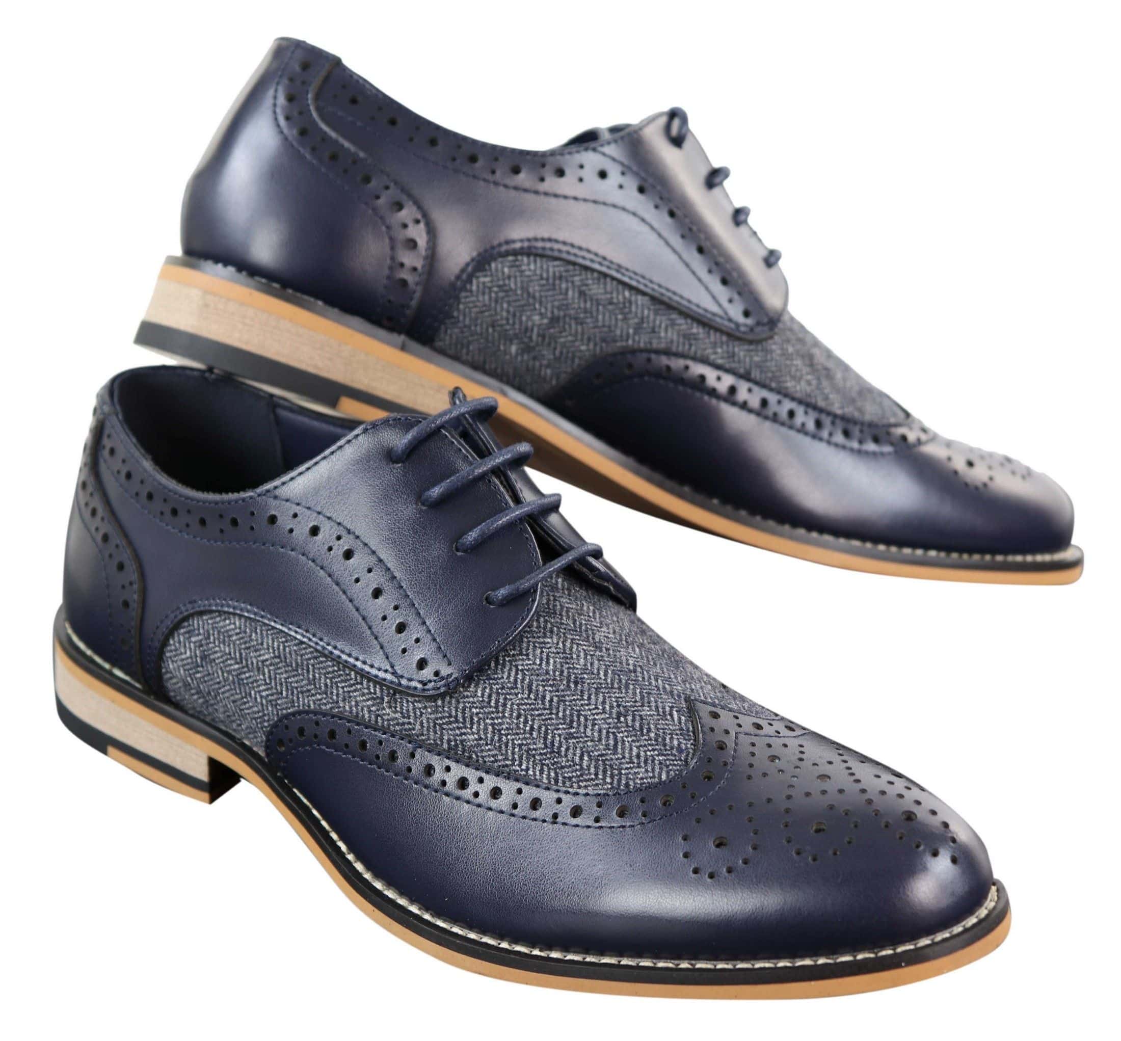 mens leather brogue lace up pointed formal shoes by Cavani 