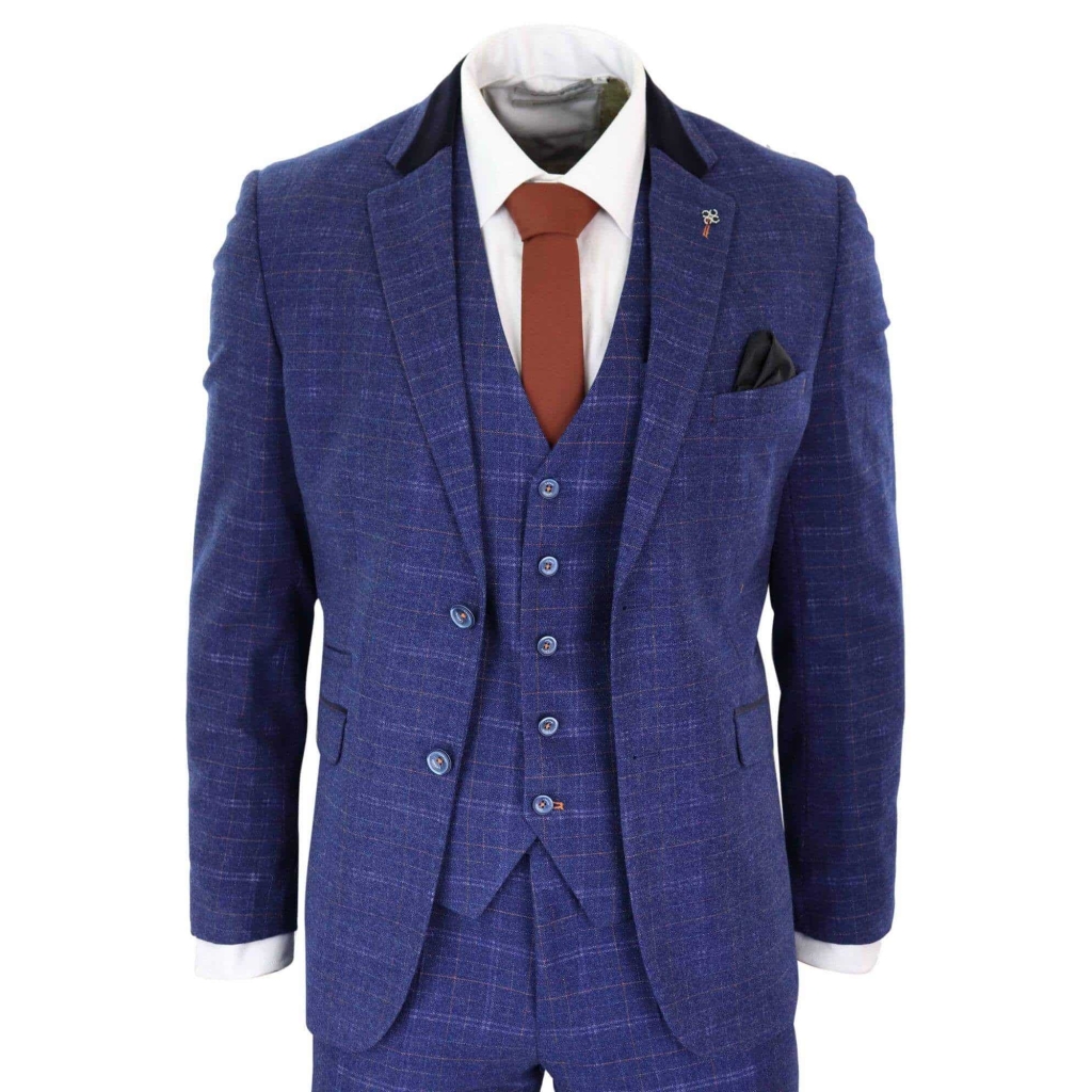 Cavani Kaiser - Men's Blue Tweed Check Suit: Buy Online - Happy Gentleman