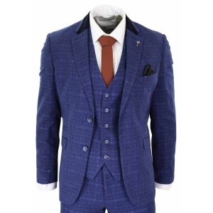 Cavani Kaiser – Men’s Blue Tweed Check Suit