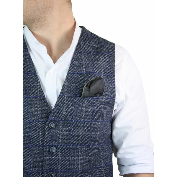 Cavani Miles - Men's Blue Tweed Check Waistcoat