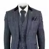 Cavani Miles - Mens Blue Navy 3 Piece Tweed Suit Herringbone Vintage Peaky Blinders 1920's Retro