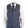 Cavani Miles - Mens Blue Navy 3 Piece Tweed Suit Herringbone Vintage Peaky Blinders 1920's Retro