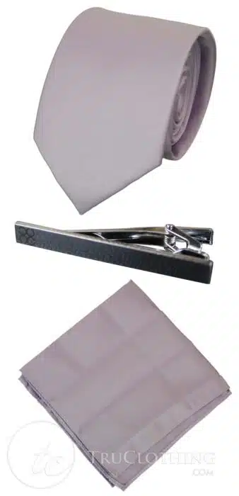 Cavani Satin Tie - Mens Matching Satin Silk Tie Hanky Hankerchief & Tie Clip Polka Dot Wedding Prom Office