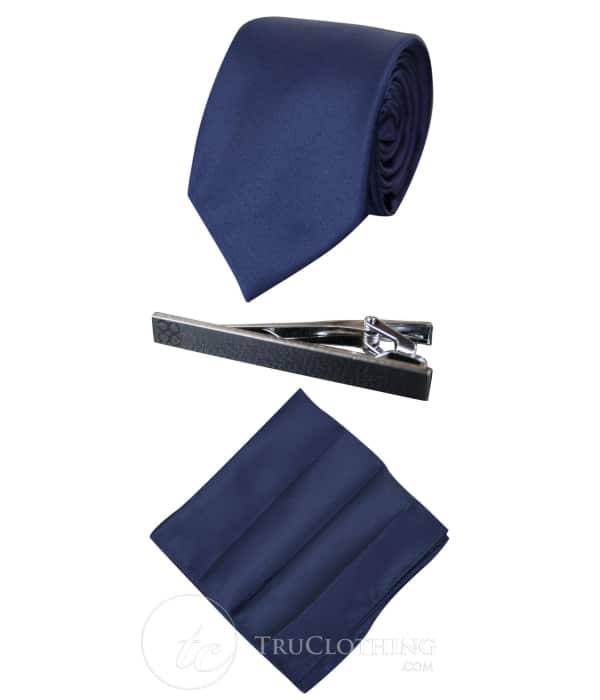 Cavani Satin Tie - Mens Matching Satin Silk Tie Hanky Hankerchief & Tie Clip Polka Dot Wedding Prom Office