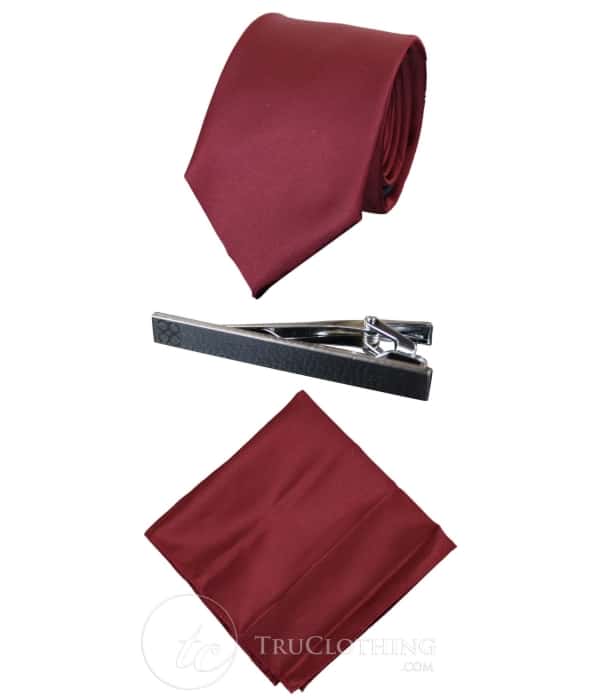 Cavani Satin Tie - Mens Matching Satin Silk Tie Hanky Hankerchief & Tie Clip Polka Dot Wedding Prom Office