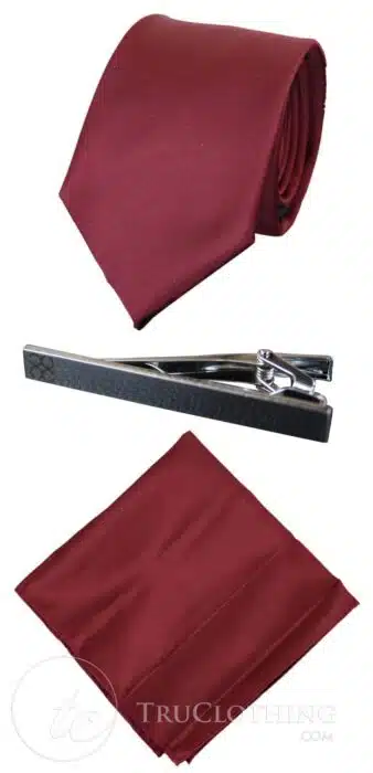 Cavani Satin Tie - Mens Matching Satin Silk Tie Hanky Hankerchief & Tie Clip Polka Dot Wedding Prom Office