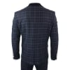 Cavani Shelby - Mens Navy Blue 3 Piece Herringbone Check Suit Vintage Retro Peaky Blinders Tweed