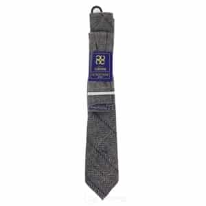 Charcoal Grey Check Tweed Tie with Hankie and Tie Clip – Charcoal Grey