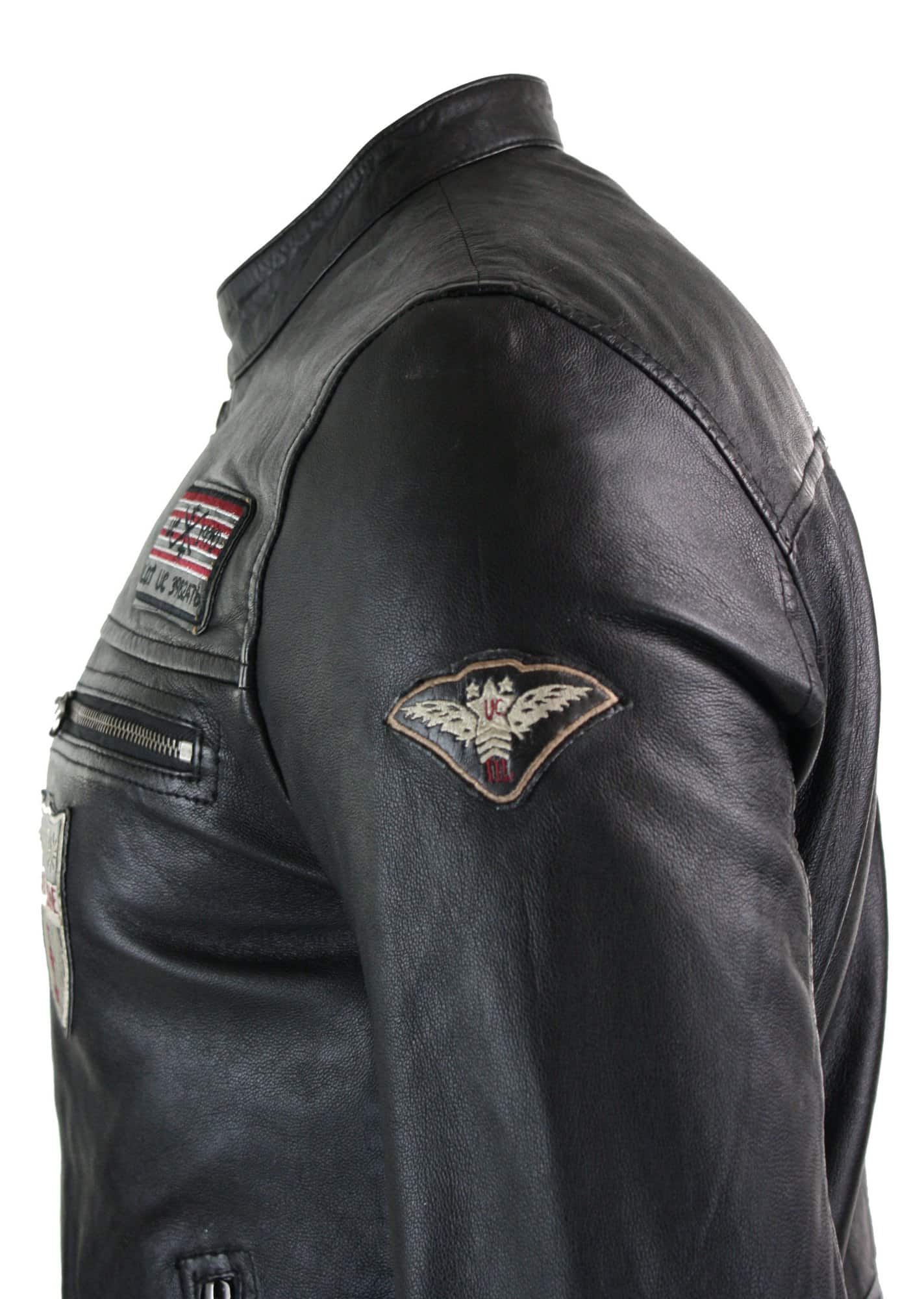 Infinity Chicago - Mens Black Short Zipped Slim Fit Racing Biker Jacket ...