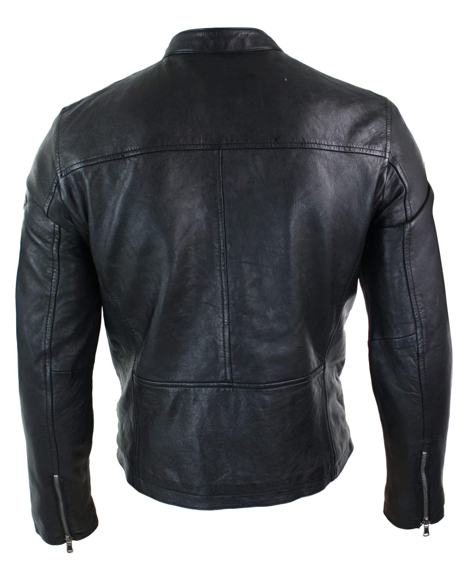 Infinity Chicago - Mens Black Short Zipped Slim Fit Racing Biker Jacket ...