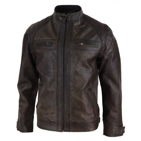 Real Leather Mens Brown Classic Biker Jacket - Brown Biker: Buy Online ...