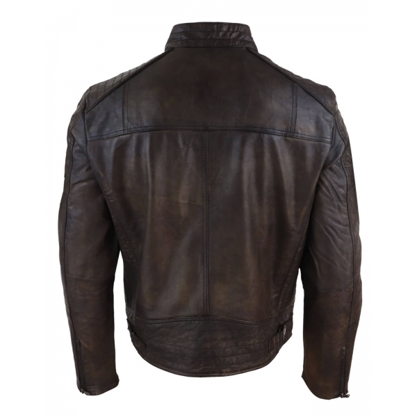 Real Leather Brown Classic Mens Racer Jacket - Brown Racer: Buy Online ...