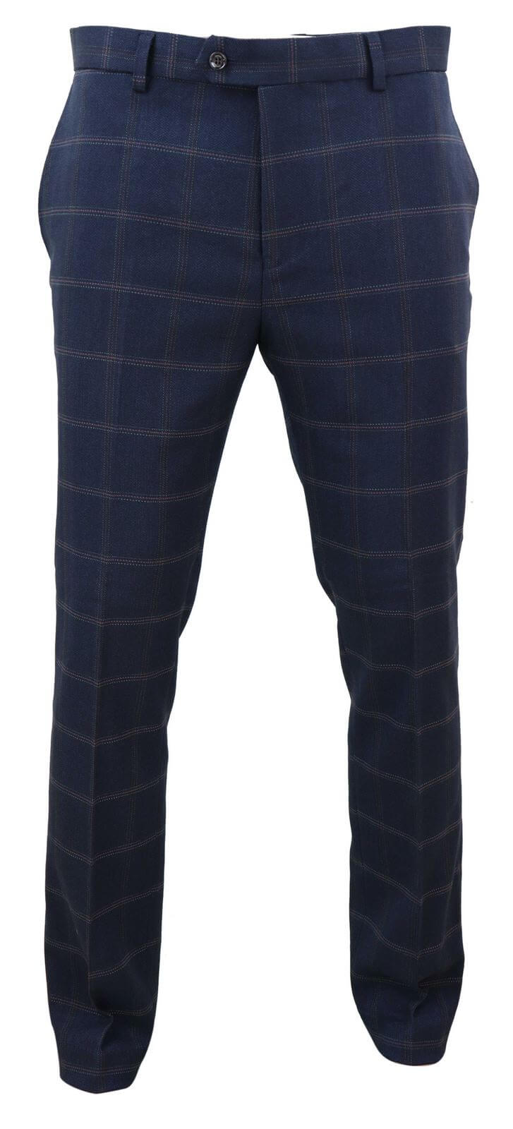 Men's Navy Blue Vintage Check Trousers - Cavani Connall | Happy Gentleman