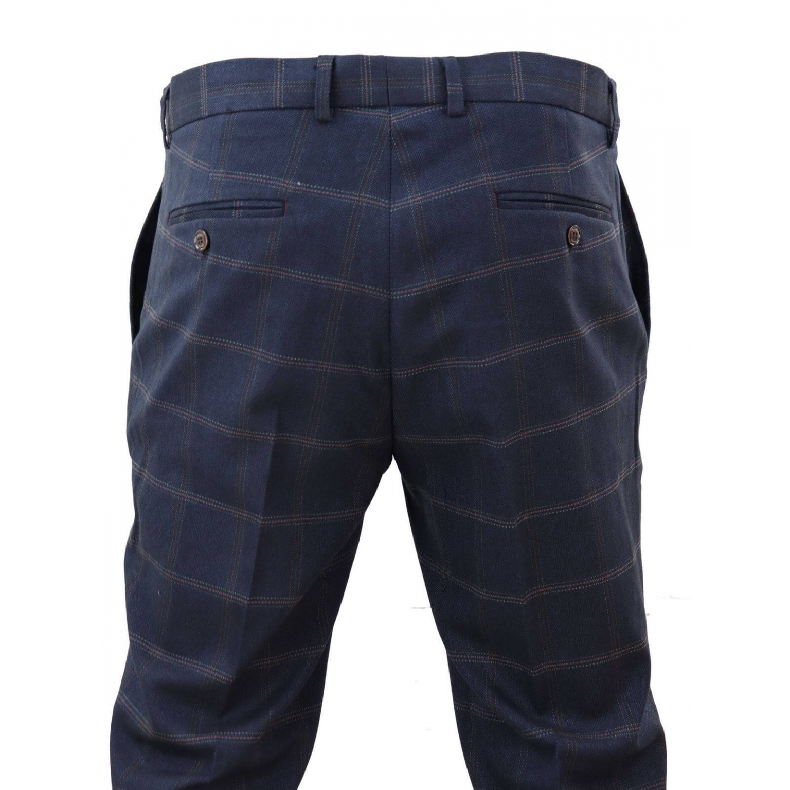 navy check trousers womens