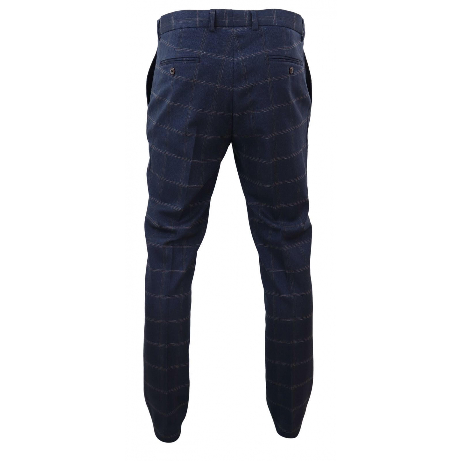 navy check trousers womens