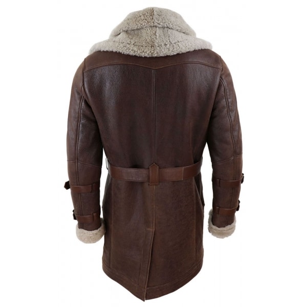 Mens 3/4 Shearling Sheepskin Long Jacket